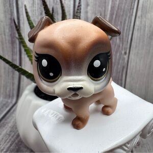 Littlest Pet Shop Brown and White Bulldog Figure
